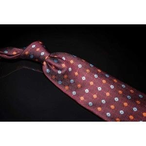 Brooks Brothers 100% Silk Tie Burgundy Orange Neat Men's Designer Necktie USA